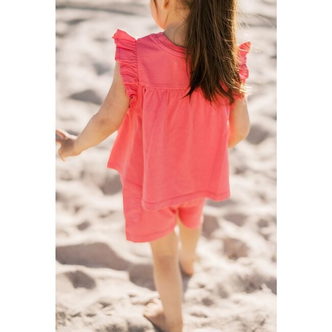 Garment Dye Ruffle T-Shirt, Raspberry - T-Shirts - 4