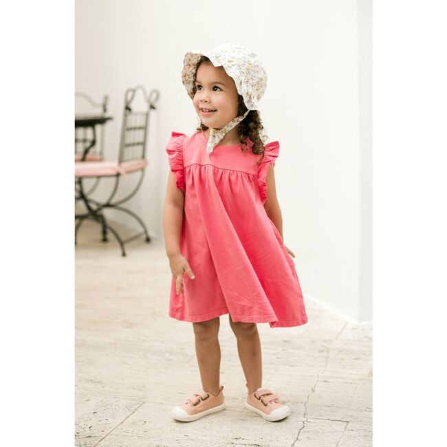 Garment Dye Ruffle Dress, Raspberry - Dresses - 4