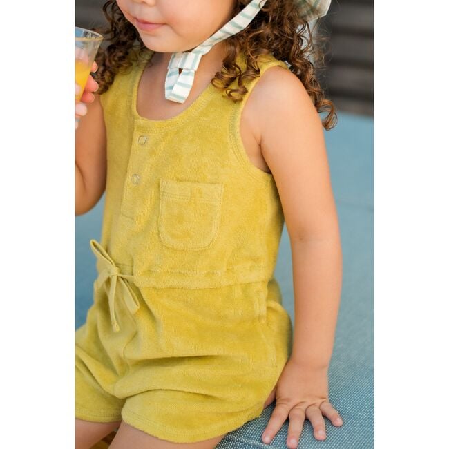 Classic Terry Drawstring Romper, Citrus - Rompers - 2