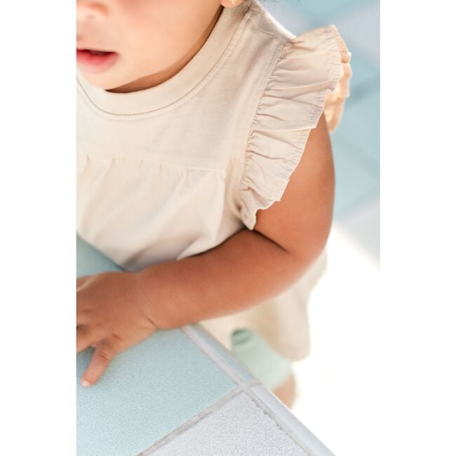 Garment Dye Ruffle T-Shirt, Sand - T-Shirts - 5