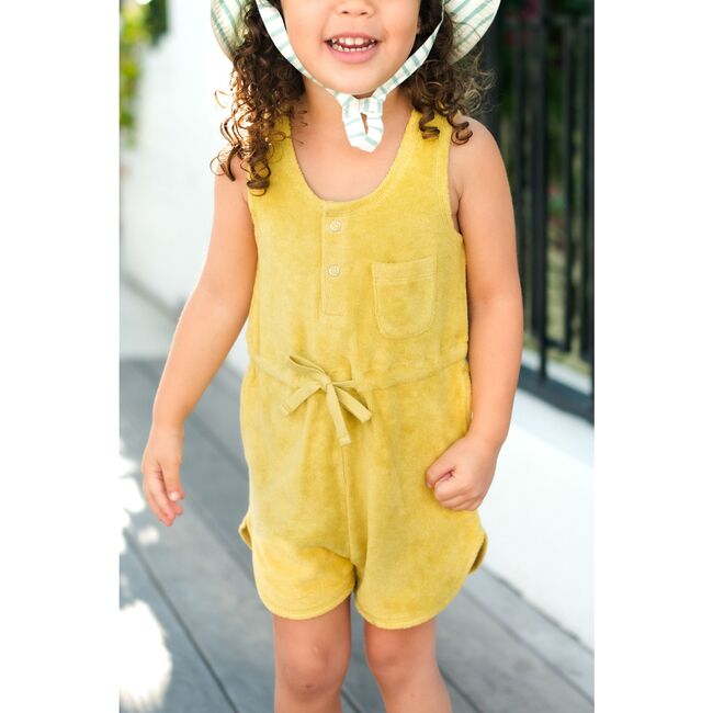 Classic Terry Drawstring Romper, Citrus - Rompers - 3