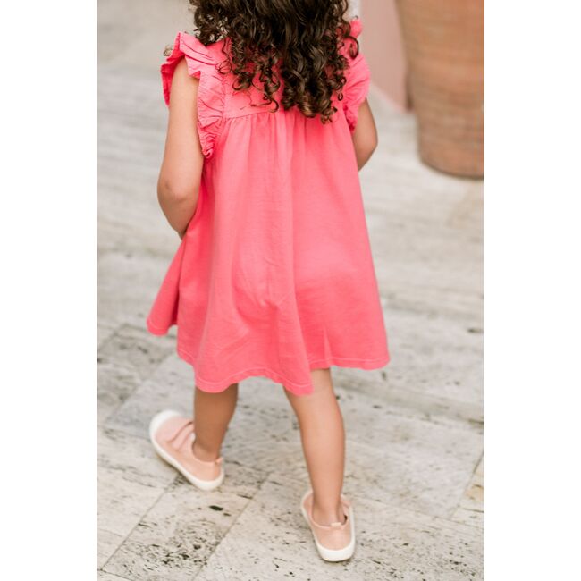 Garment Dye Ruffle Dress, Raspberry - Dresses - 6