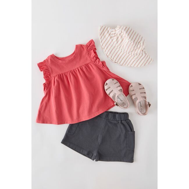 Garment Dye Ruffle T-Shirt, Raspberry - T-Shirts - 6