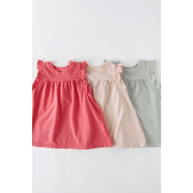 Garment Dye Ruffle Dress, Raspberry - Dresses - 7