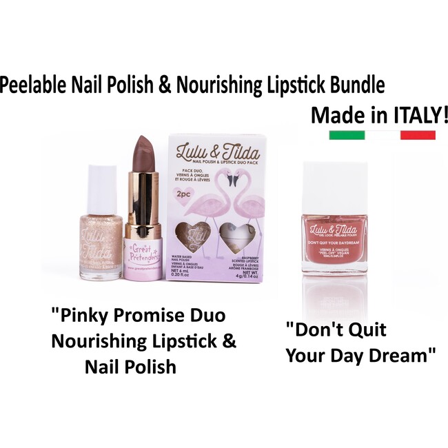 Pinky Promise Peelable Nail Polish & Lipstick 3pc Bundle