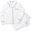 Women's Luxe Pima Cotton Pajama Set, White & Black - Pajamas - 1 - thumbnail