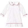 White Sophia Nightgown, Red Piping - Nightgowns - 1 - thumbnail