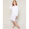 White Sophia Nightgown, Red Piping - Nightgowns - 2 - thumbnail