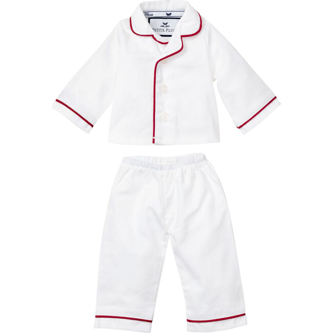 White Doll Pajamas with Red Piping - Doll Accessories - 1