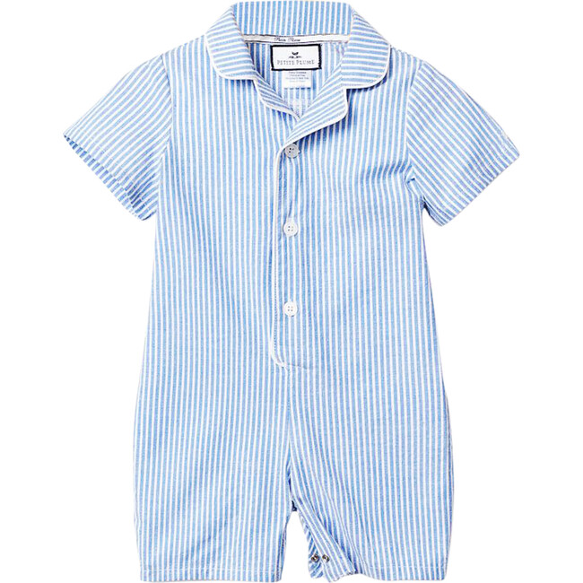 Blue Seersucker Summer Romper