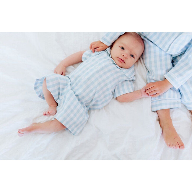 Light Blue Gingham Summer Romper