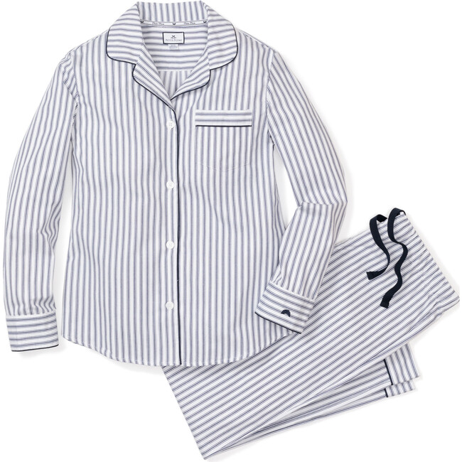 Women's Pajama Set, Navy French Ticking