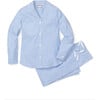 Women's Pajama Set, French Blue Stripes - Pajamas - 1 - thumbnail