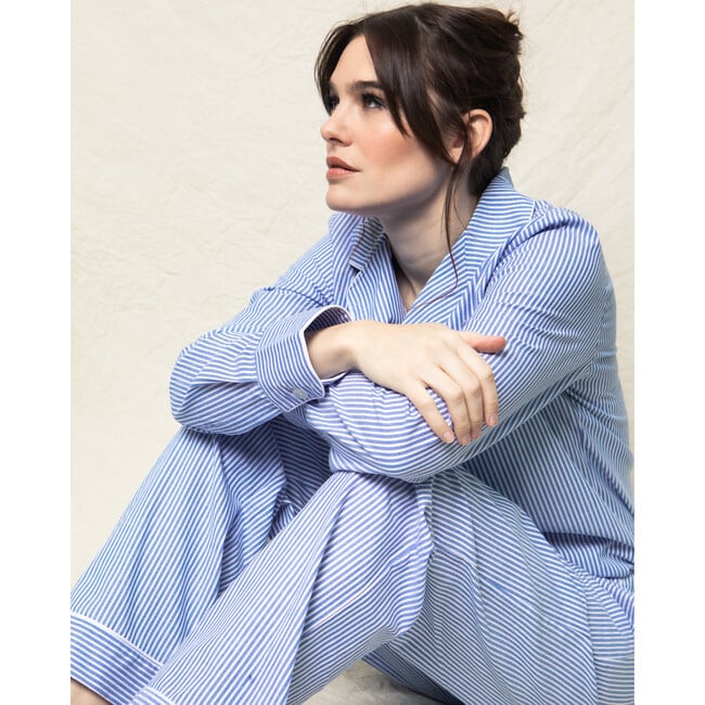 Women's Pajama Set, French Blue Stripes - Pajamas - 3