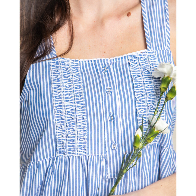 Women's Charlotte Nightgown, French Blue Stripes - Pajamas - 3