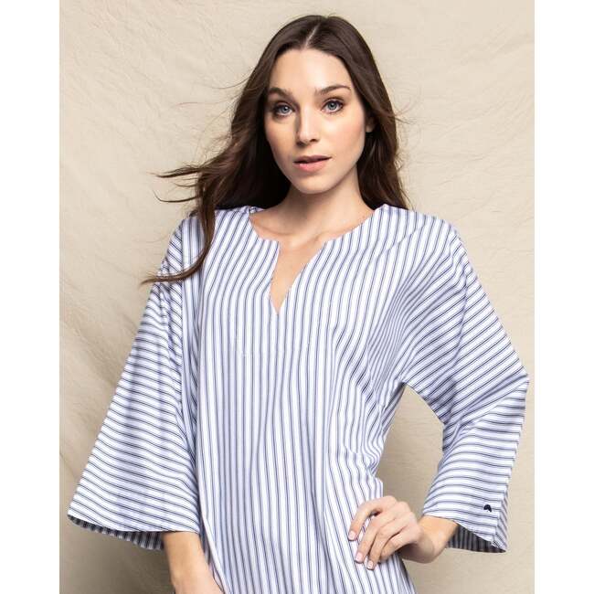 Women's Caftan, Navy French Ticking - Pajamas - 3