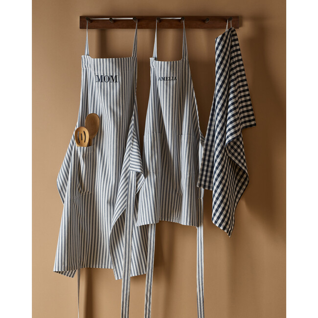 Adult Apron, Navy French Ticking