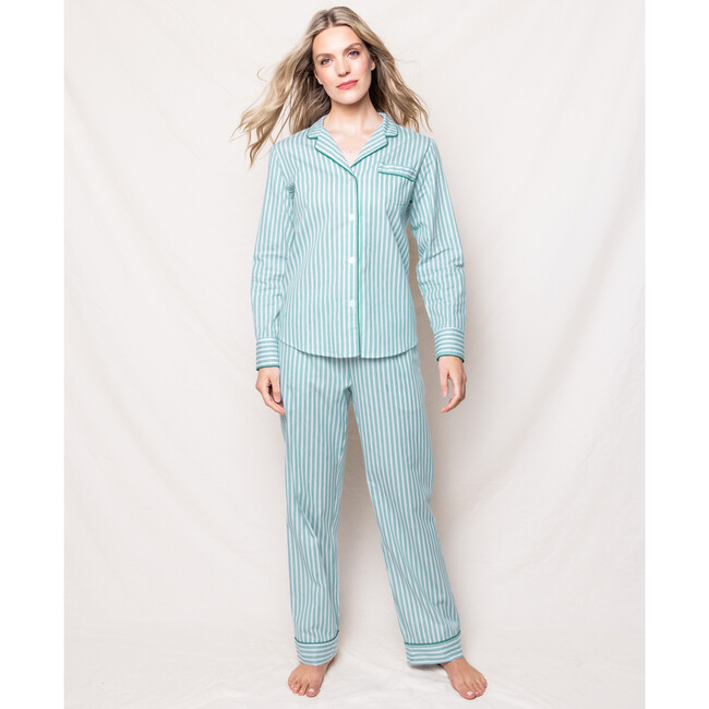 Women's Pajama Set, Emerald Ticking
