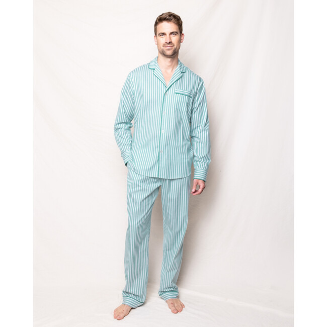 Men's Pajama Set, Emerald Ticking