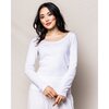 Women's Long Sleeve Pointelle Top, White - Loungewear - 2