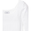Women's Long Sleeve Pointelle Top, White - Loungewear - 3