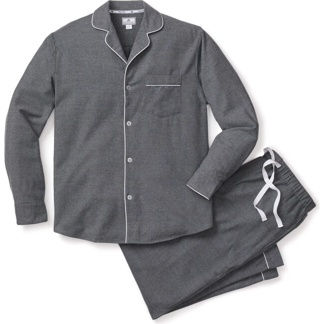 Men's Flannel Pajama Set, Grey - Pajamas - 1