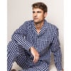 Men's Flannel Pajama Set, Navy Gingham - Pajamas - 2 - thumbnail