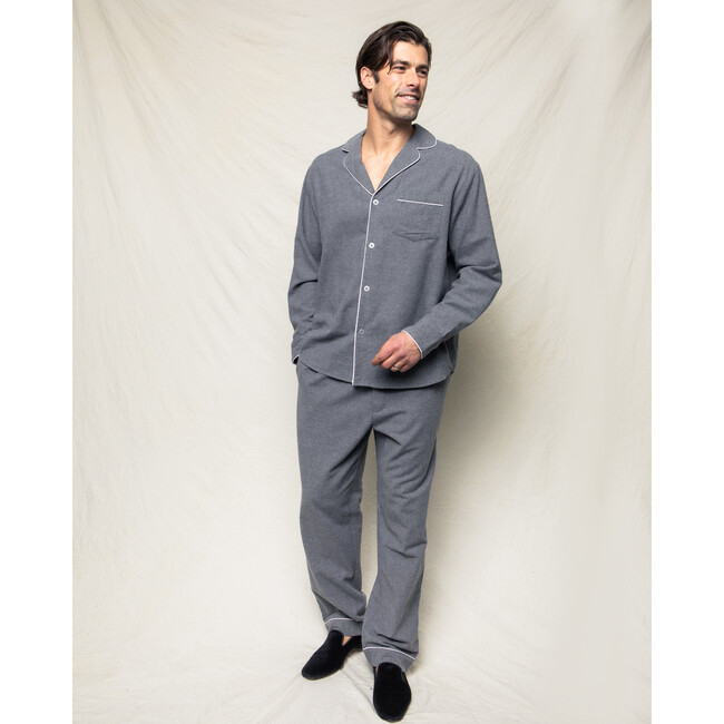 Men's Flannel Pajama Set, Grey - Pajamas - 2