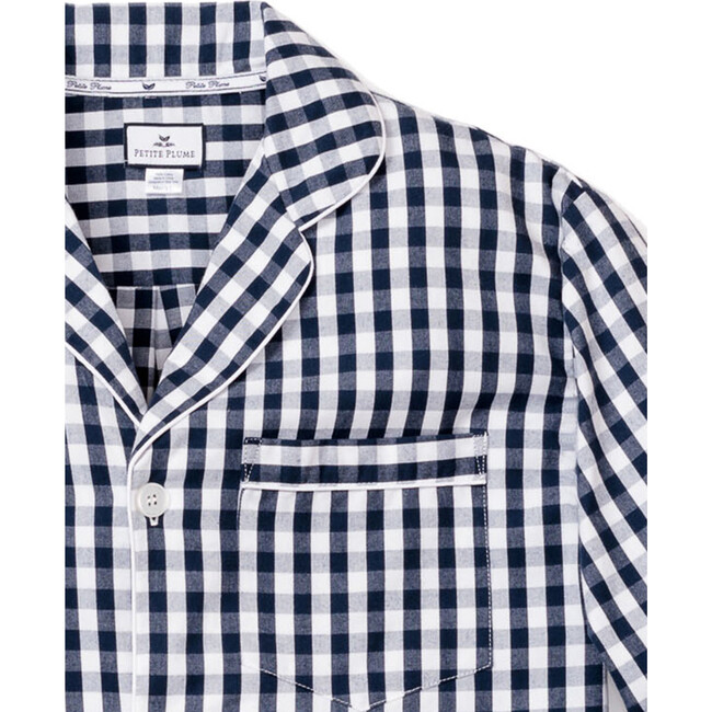 Men's Flannel Pajama Set, Navy Gingham - Pajamas - 4
