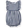 Ruffled Romper, Navy Gingham - Rompers - 1 - thumbnail