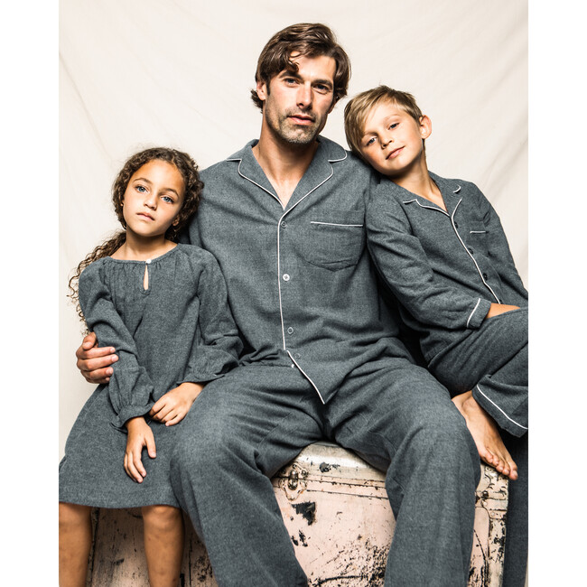 Men's Flannel Pajama Set, Grey - Pajamas - 4
