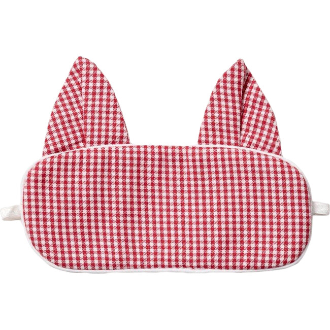 Red Mini-Gingham Kitty Eye Mask - Eye Masks - 1