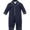 Navy Romper with White Piping - Rompers - 1 - thumbnail