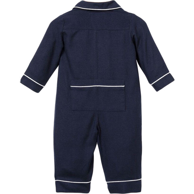 Navy Romper with White Piping