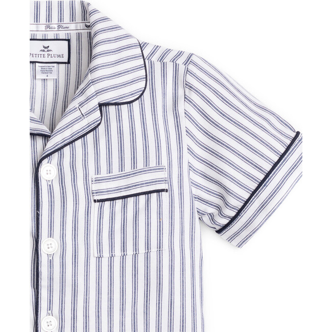 Classic Short Set, Navy French Ticking - Pajamas - 5