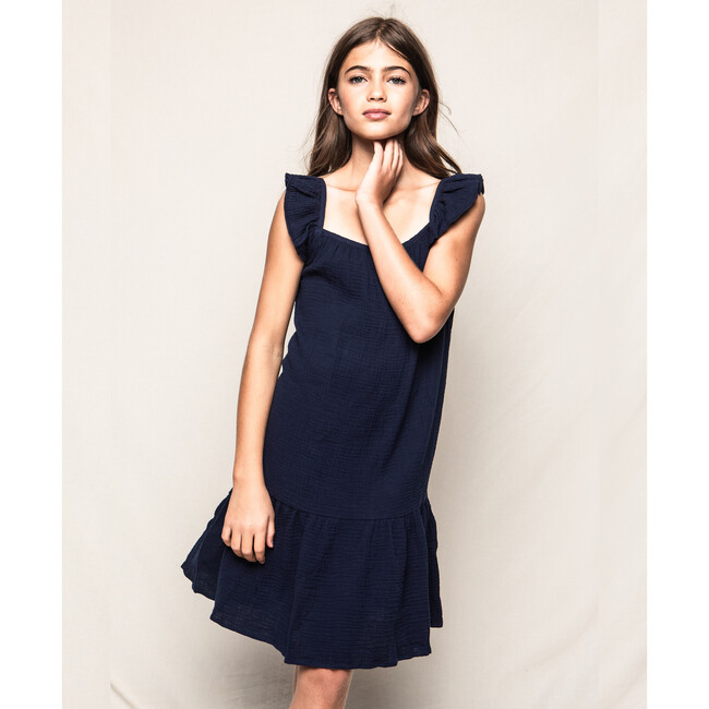 Celeste Nighdress, Navy Gauze - Dresses - 2