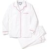 Men's Classic Twill Pajama Set, White & Red Piping - Pajamas - 1 - thumbnail
