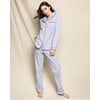 Women's Twill Pajama Set, Navy French Ticking - Pajamas - 2 - thumbnail
