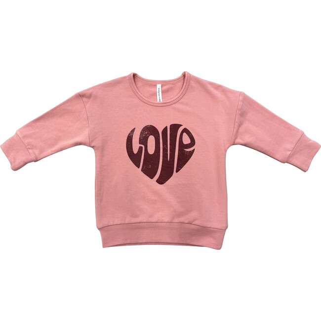 Drop-Shoulder Pullover Love in Rose Brown