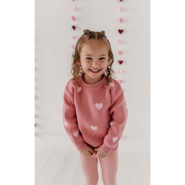 Knit Sweater Pink Hearts - Sweaters - 3