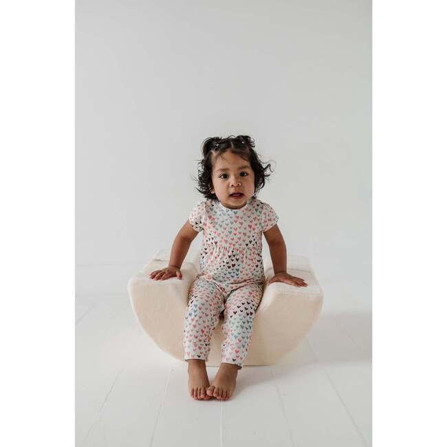 Girl's Short Sleeve Pant Romper Rainbow Hearts - Rompers - 3