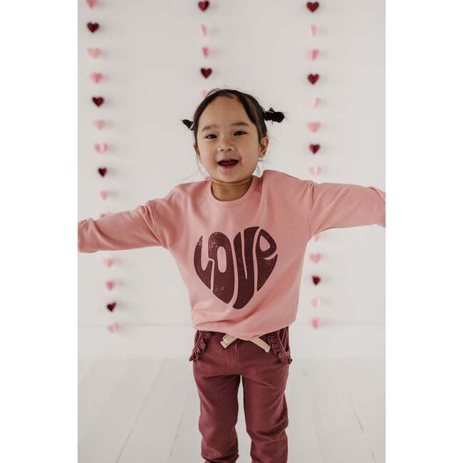 Drop-Shoulder Pullover Love in Rose Brown - Sweatshirts - 5