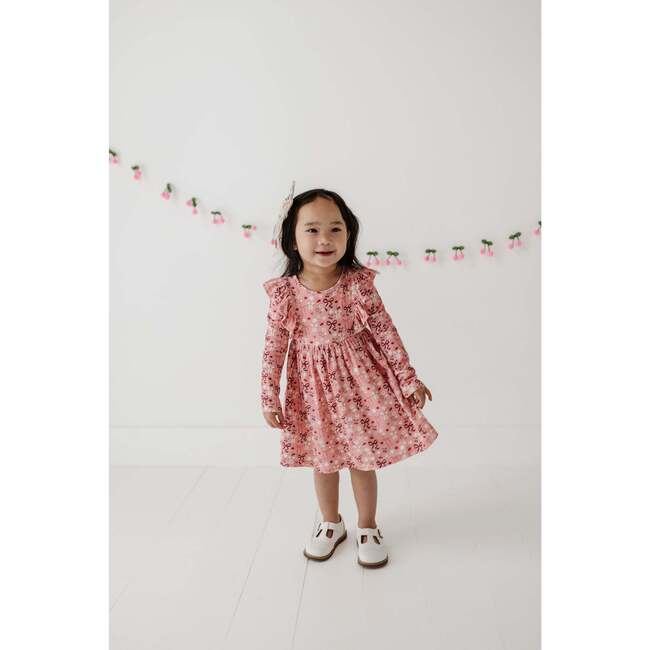 Long Sleeve Ruffle Dress Cherry Hearts - Dresses - 3