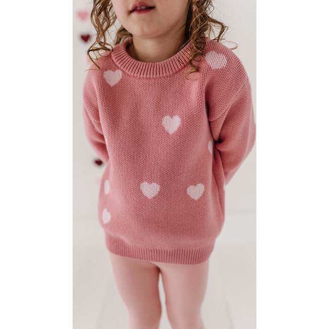 Knit Sweater Pink Hearts - Sweaters - 4