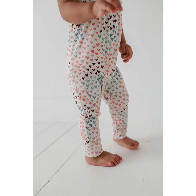 Girl's Short Sleeve Pant Romper Rainbow Hearts - Rompers - 6