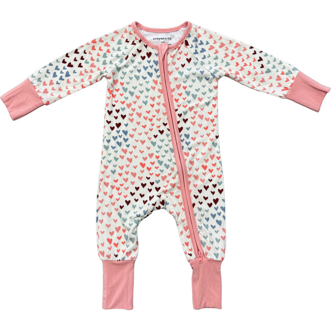 Long Sleeve Zip Romper Rainbow Hearts
