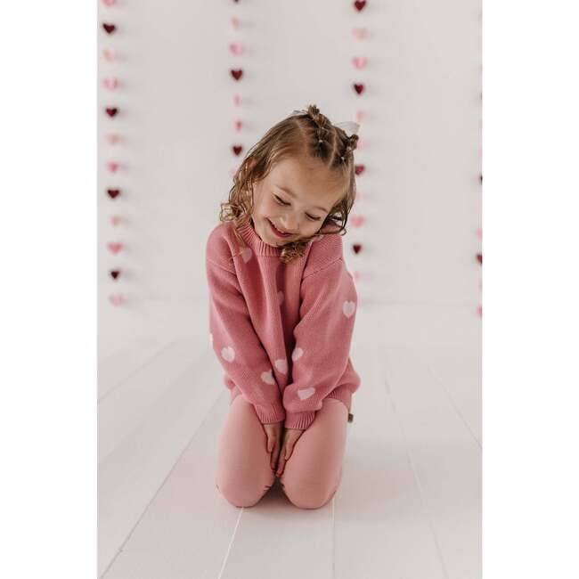 Knit Sweater Pink Hearts - Sweaters - 6