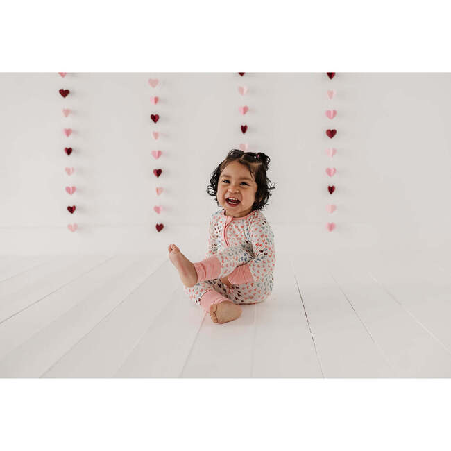 Long Sleeve Zip Romper Rainbow Hearts