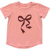 Girl's Short Sleeve Tee Bow in Rose Brown - T-Shirts - 1 - thumbnail