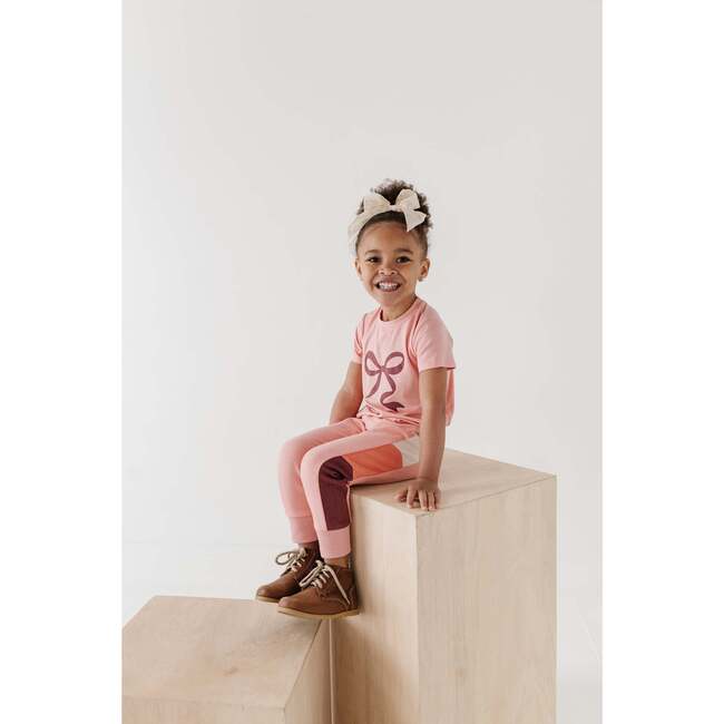 Girl's Short Sleeve Tee Bow in Rose Brown
